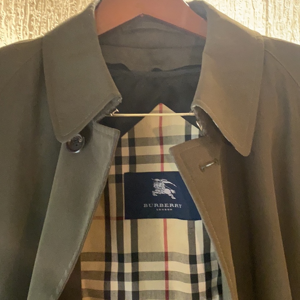 Burberry forest green trench coat with wool insert